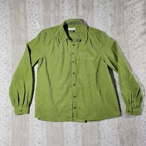 Pilcro and the Letterpress Green Corduroy Blouse Button Up XSmall